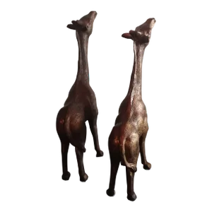 1980s Chalkware Giraffe Figurines - Set of 2