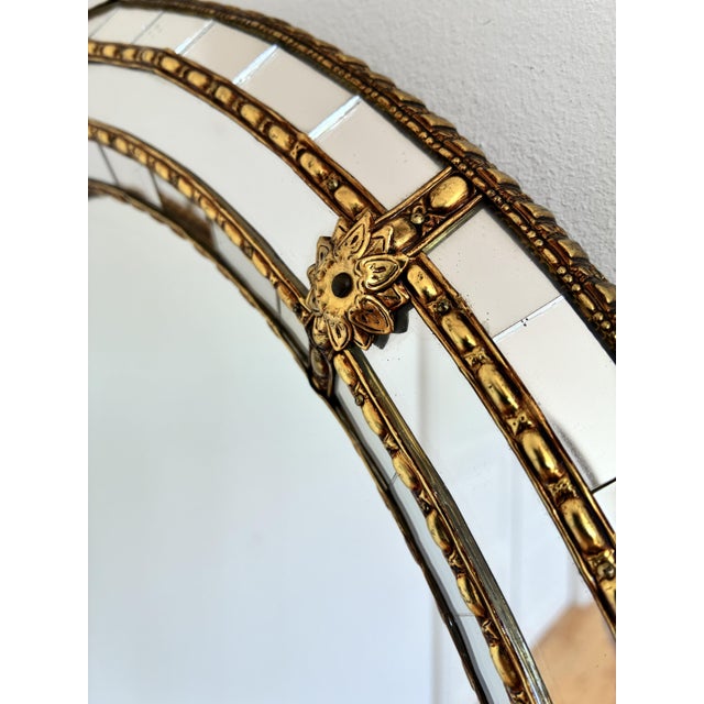 Large Vintage Spanish Venetian-Style Wall Mirror, Brass, 1980s Hollywood Regency For Sale - Image 6 of 12