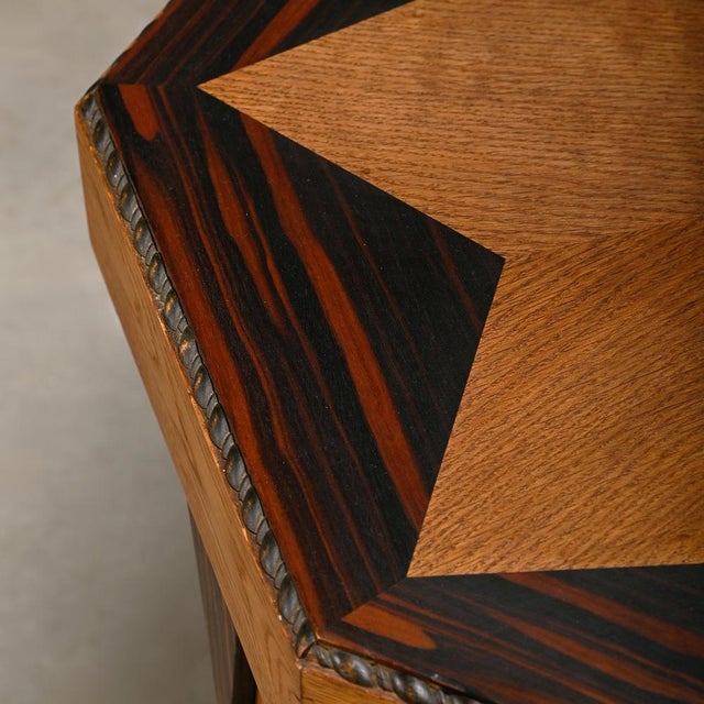 Dutch Amsterdam School Art Deco Side Table in Oak, 1930s For Sale - Image 6 of 14