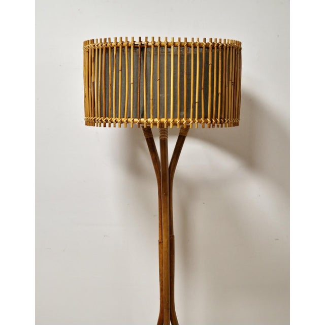 Mid-Century Modern Italian Bamboo and Rattan Floor Lamp, 1960s For Sale - Image 6 of 11