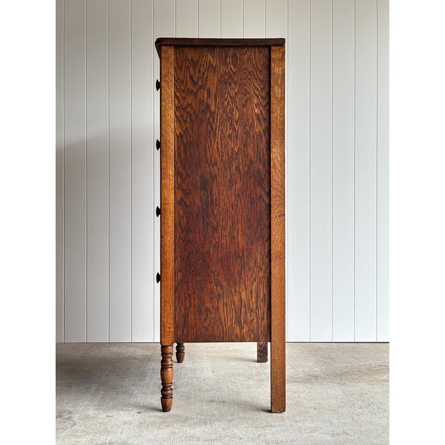 Antique Quarter Sawn Tiger Oak Chest of Drawers For Sale - Image 15 of 16