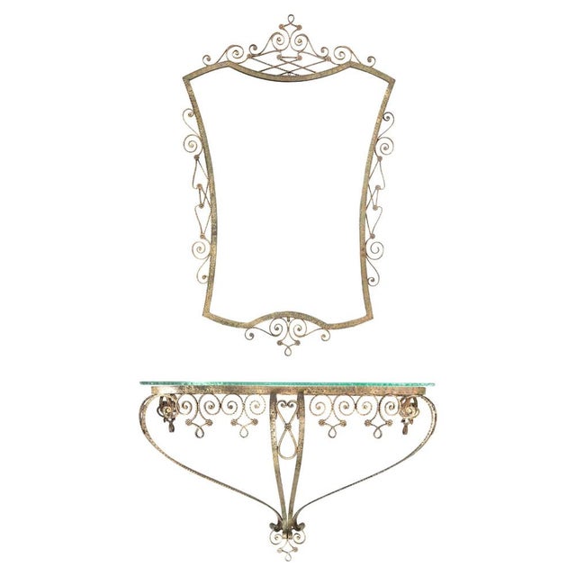 Vintage Wall Mirror and Console by Pierluigi Colli, 1950s, Set of 2 For Sale - Image 11 of 11