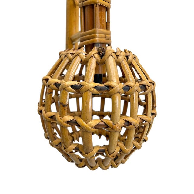 Bamboo and Rattan Wall Lamp in the style of Louis Sognot, 1960s For Sale - Image 9 of 10