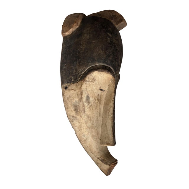 African Vintage Fang Mask Elongated Face Gabon African Mask 20" H For Sale - Image 3 of 5