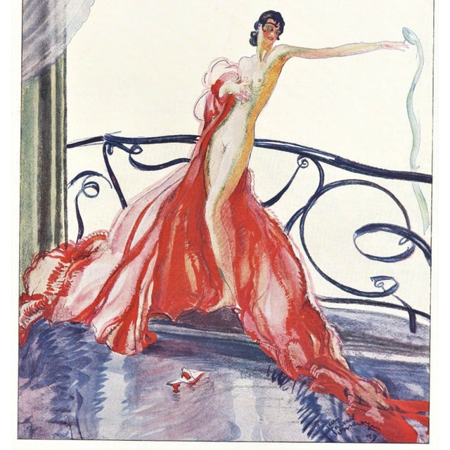 Art Deco 1929 French Art Deco Seductive Nude Print-by Jean-Gabriel Domergue, Matted For Sale - Image 3 of 3