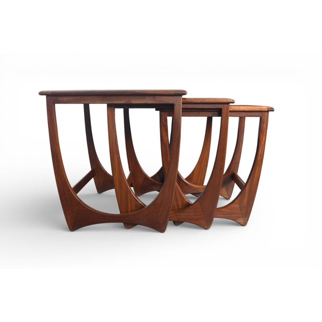 Brown Mid 20th Century Attributed to G Plan Astro Tile Top Nesting Tables in Teak For Sale - Image 8 of 8