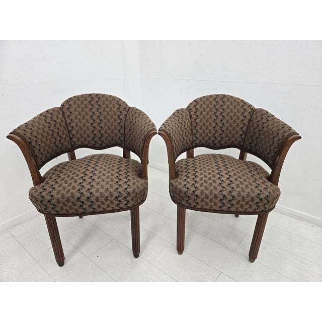 Brown French Art Deco Armchairs in the style of Paul Follot, 1925, Set of 2 For Sale - Image 8 of 18