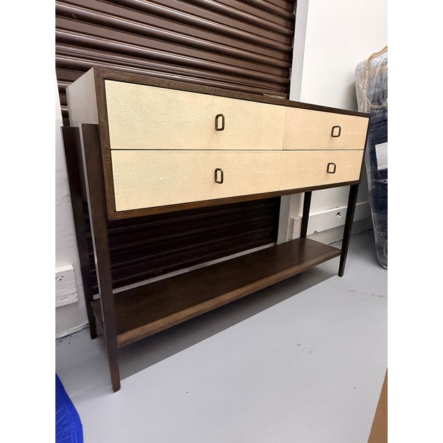 Ivory Arteriors Nora Console — Eucalyptus, Ivory Leather & Brass For Sale - Image 8 of 10
