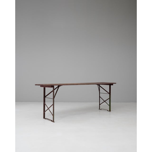 French 20th Century French Metal & Wooden Folding Garden Table For Sale - Image 3 of 18