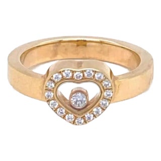 Chopard Happy Diamond 18k Yellow Gold Diamond Heart Bezel Ring, Size 6.5 For Sale