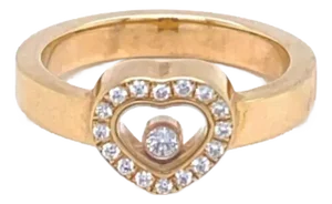 Chopard Happy Diamond 18k Yellow Gold Diamond Heart Bezel Ring, Size 6.5