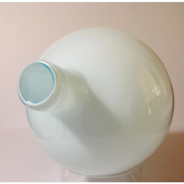 1970s 1970s Cased Glass White With Tourquoise Vase For Sale - Image 5 of 8