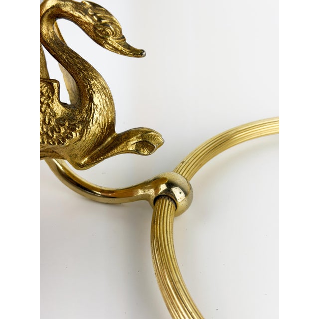 Hollywood Regency French Gold Tone Swan Bathroom Set, Bathroom Towel Ring, Towel Rail, and Wall Hook, 1970s, Set of 3 For Sale - Image 17 of 18