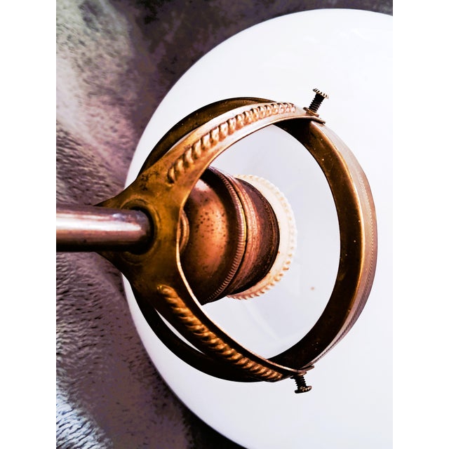 Metal Art Deco Opaline Glass and Brass Pendant Light, 1920s For Sale - Image 7 of 10