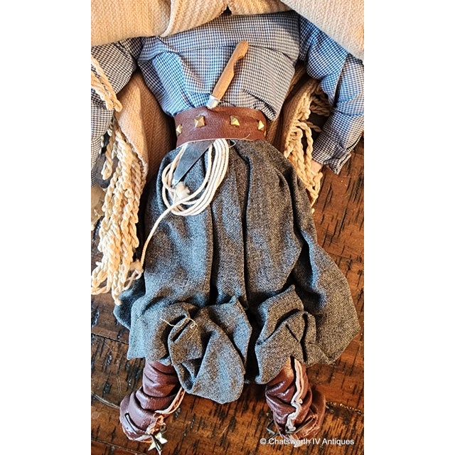 Tan Antique Vintage Male Gaucho Cloth & Wire Hand-Made Doll, South American Cowboy, 1940s For Sale - Image 8 of 8