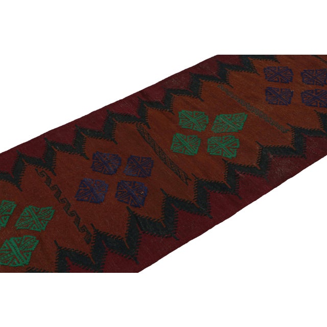 1950s Vintage Afghan Tribal Kilim in Rust Tones With Geometric Patterns, From Rug & Kilim For Sale - Image 5 of 7