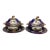 Pair Antique Coalport Porcelain Cobalt With Birds Covered Sauce Tureens With Under Plates For Sale