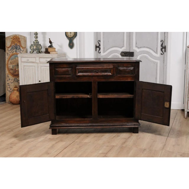 Brown Louis XIII Style French 19th Century Walnut Buffet with Carved Diamond Motifs For Sale - Image 8 of 12