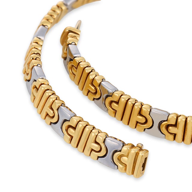 Contemporary 1980s Bvlgari 18k Yellow Gold and Steel Parentesi Choker Necklace For Sale - Image 3 of 5