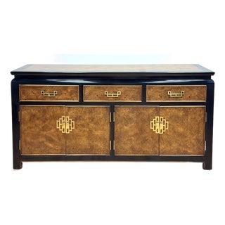Vintage Century Furniture Black and Burl Wood Chin Hua Credenza For Sale