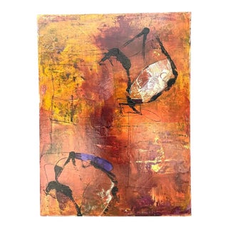 Vintage Abstract Expressionist Oil Painting on Canvas For Sale