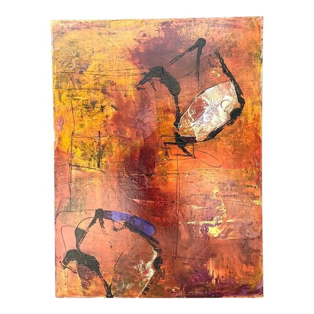 Vintage Abstract Expressionist Oil Painting on Canvas For Sale