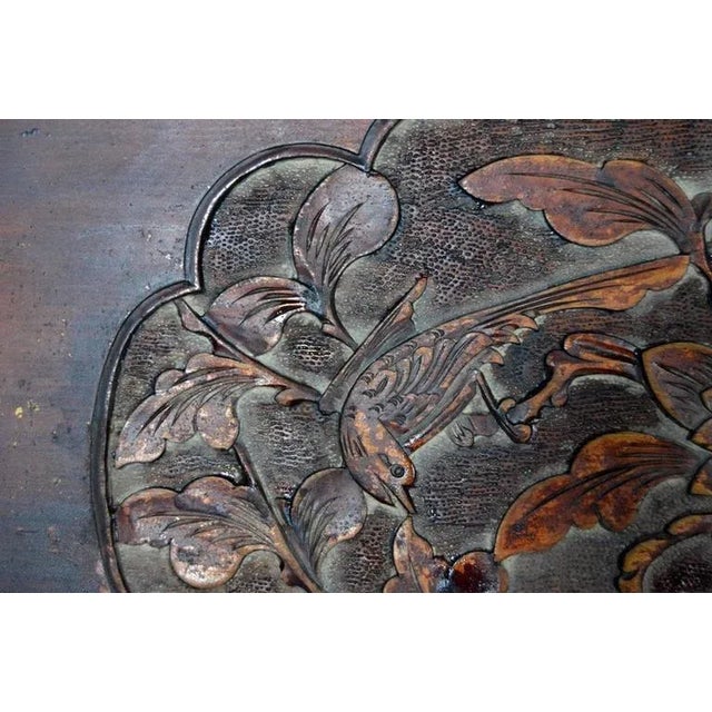 Chinese Antique Hand-Carved Rosewood Lacquered Wall Plaque From 19th Century, China For Sale - Image 3 of 7