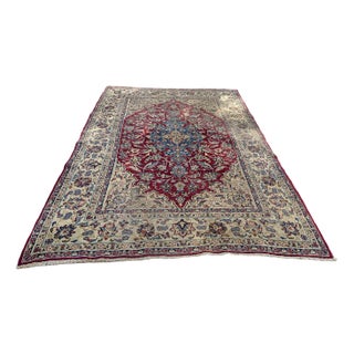 Middle Eastern Wool Rug with Floral Designs, 1980 For Sale