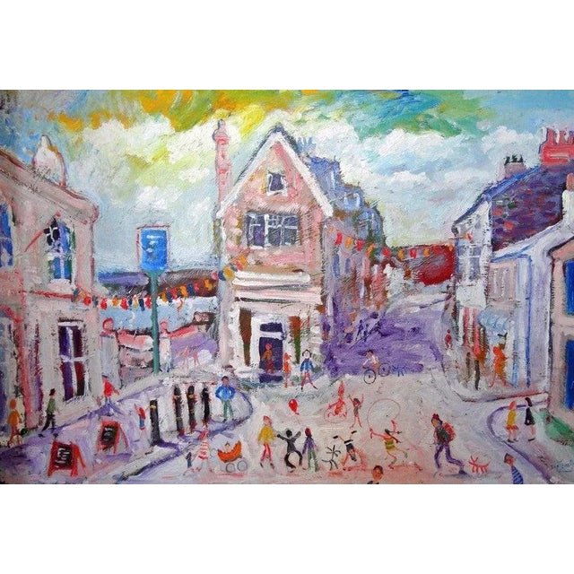 Contemporary Simeon Stafford Evening In Marzion: Contemporary Outsider Art Oil Painting 2011 For Sale - Image 3 of 3