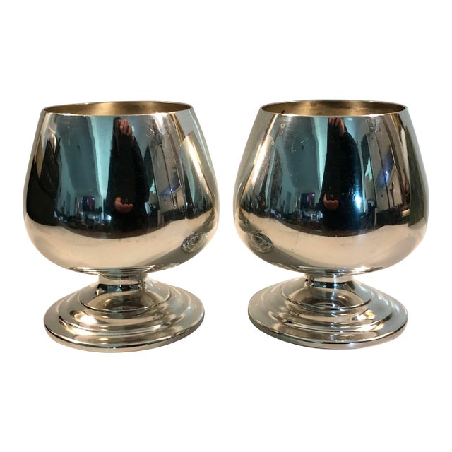 1940s Wm Rogers Silverplate Brandy Snifters - A Pair For Sale