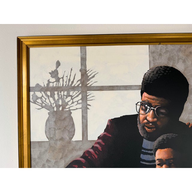 1980s Vintage Matthew African Family Interior Scene Acrylic on Canvas Painting, Framed For Sale - Image 5 of 12