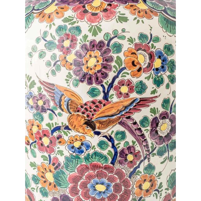 Cream Vintage Hand-Painted Chinoiserie Polychrome Delft Vases from Velsen, 1950s-1960s, Set of 2 For Sale - Image 8 of 18