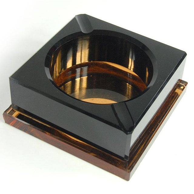 Beige Art Deco French Glass Ashtray, 1930s For Sale - Image 8 of 9