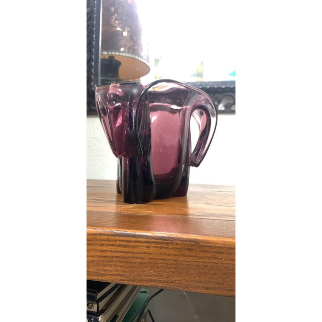 Mid-Century Modern Vintage Amethyst Art Glass Sculptural Vase For Sale - Image 3 of 7