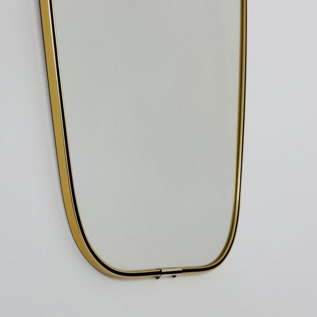 Mid-Century German Asymmetric Brass Wall Mirror, 1960s For Sale - Image 5 of 11