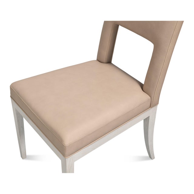 Keyhole Back Leather Dining Chairs, Set of 2 For Sale - Image 10 of 12
