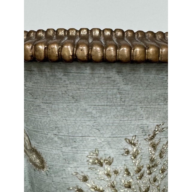 Late 20th Century Wong Lee Toile Porcelain and Bronze Ormolu Tall Vase For Sale - Image 9 of 12
