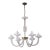 Vintage 6 Arm Murano Style Clear & White Latticino Glass Chandelier For Sale