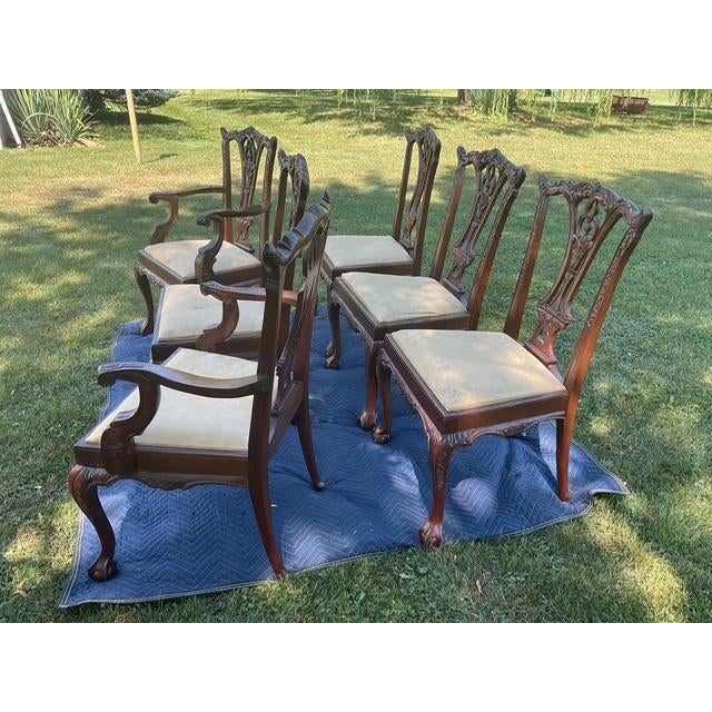 Mid 20th Century Vintage Hi-End Hand-Carved Mahogany Dining Chairs- Set of 6 For Sale - Image 5 of 10