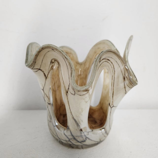 Jozefina Krosno Hand Blown Stretched Loop Art Glass Vase For Sale - Image 4 of 10