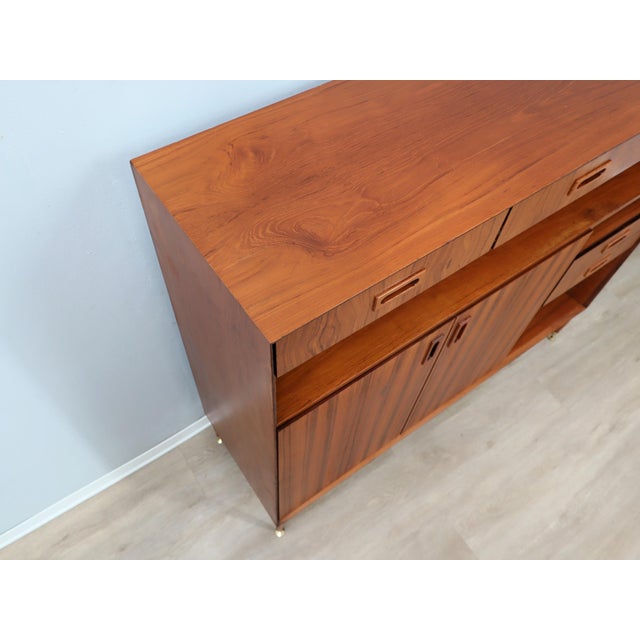 Mid-Century Italian Teak Highboard with Brass Feet, 1960s For Sale - Image 12 of 16