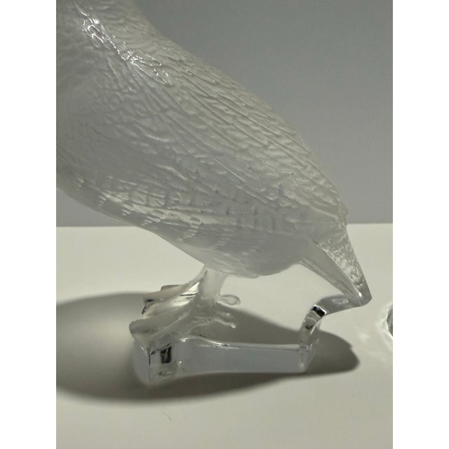 Late 20th Century Lalique France Crystal Quail / Game Bird Sculpture – Frosted Satin Finish For Sale - Image 9 of 12