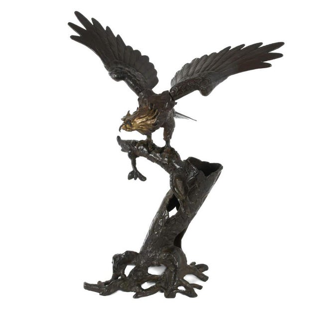 Oversized Bronze Eagle Sculptural Group on Tree Form – Monumental Wildlife Sculpture For Sale In Greensboro - Image 6 of 15