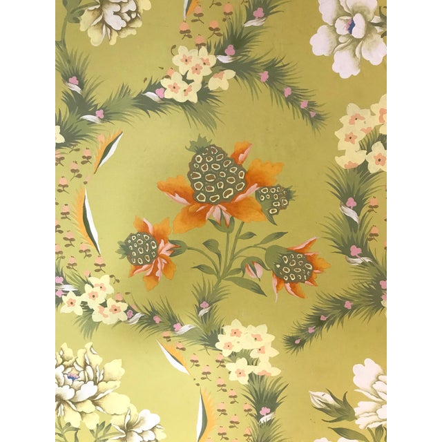 Boho Chic Floral Wallpaper Panel Silkscreened And Hand Painted