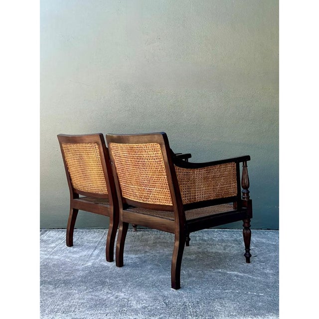 Wood Vintage Carved Wood and Cane Chairs - Pair For Sale - Image 7 of 12