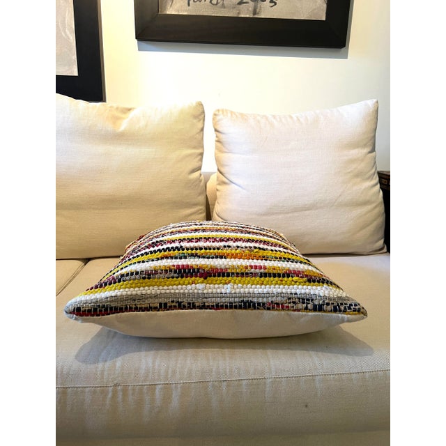 Textile Bohemian Chic Handwoven Multi-Color Textile Throw Pillow 20" X 20" For Sale - Image 7 of 10