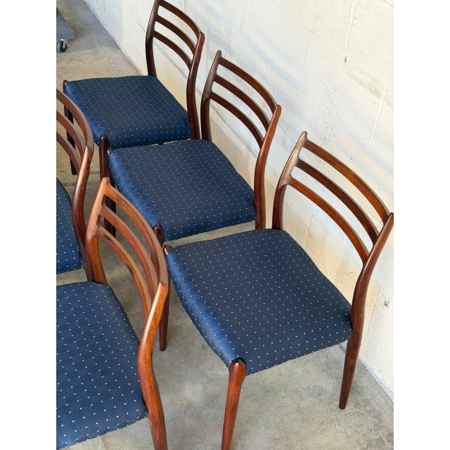 In Style of J.l. Moller Set of 6 Model 78 Dining Chairs Solid Rosewood Denmark Mid-Century Modern 1960s For Sale - Image 4 of 15