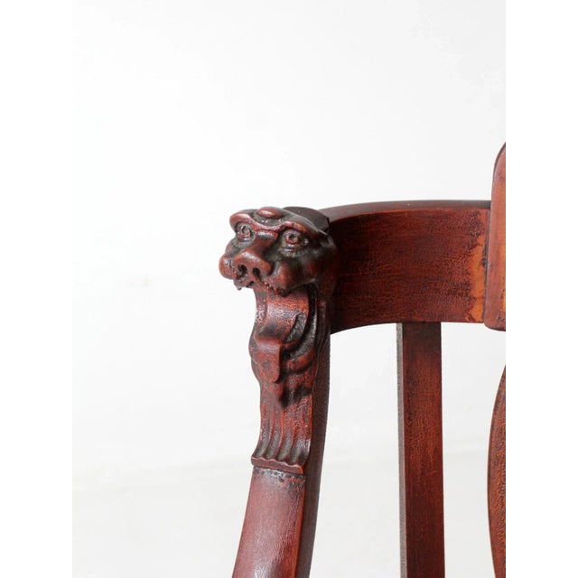 Antique Lion Head Claw Foot Arm Chair For Sale - Image 4 of 12