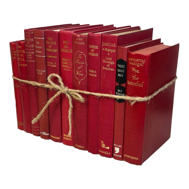 Decorative Books - Vintage Cherry Book Bundle - 1 Foot of Red Books For Sale