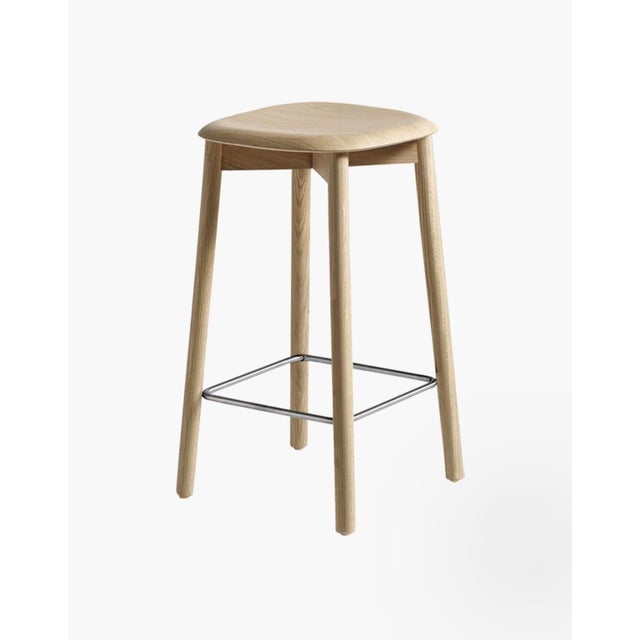 Minimalism Two Iskos Berlin Designs Oak Bar / Counter Stools For Sale - Image 3 of 10